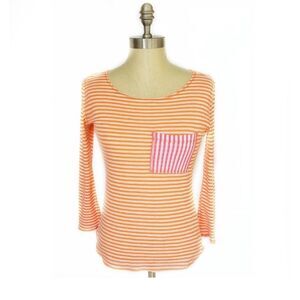 CLAESON STRIPED THREE QUARTER SLEEVE TEE SIZE XS